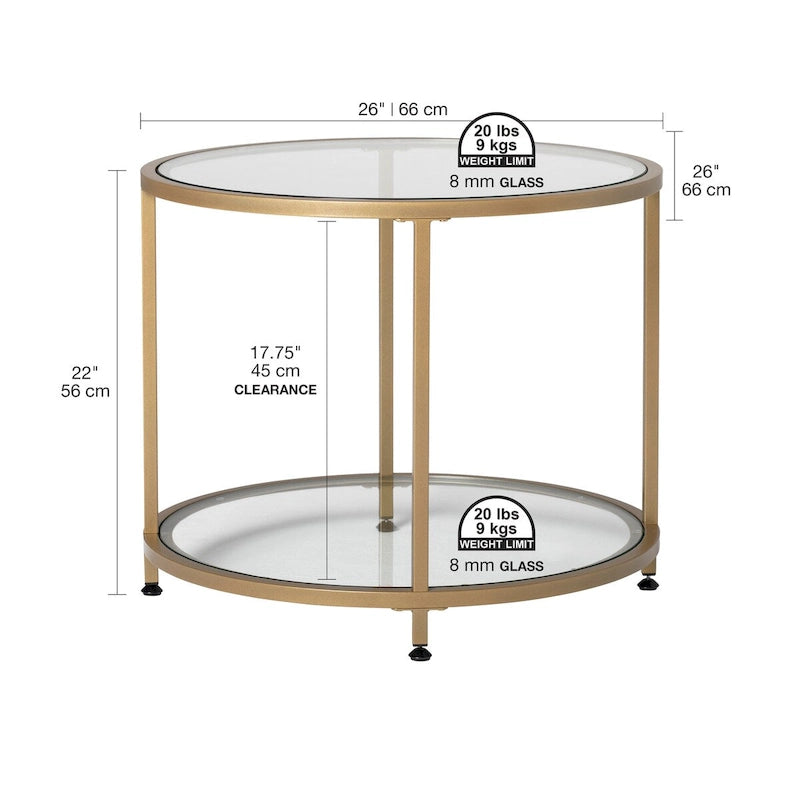 Table d'appoint ronde moderne en verre et cadre métallique Heimlich de Carbon Loft