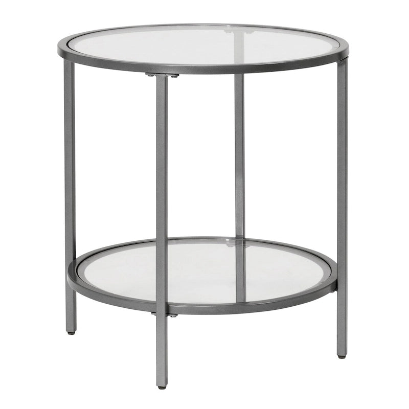 Table d'appoint ronde moderne en verre et cadre métallique Heimlich de Carbon Loft