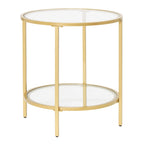 Table d'appoint ronde moderne en verre et cadre métallique Heimlich de Carbon Loft