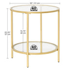 Table d'appoint ronde moderne en verre et cadre métallique Heimlich de Carbon Loft