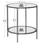 Table d'appoint ronde moderne en verre et cadre métallique Heimlich de Carbon Loft