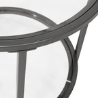 Table d'appoint ronde moderne en verre et cadre métallique Heimlich de Carbon Loft