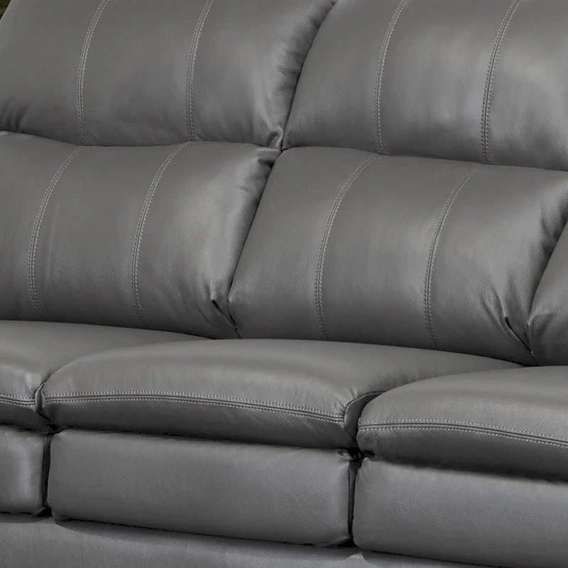 Ensemble canapé et fauteuil en cuir pleine fleur gris de qualité supérieure Marcus