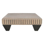Table basse carrée de 91 cm en bois de manguier, inspirée de Tokyo - Fabriquée à la main avec une élégante finition grise sablée et des pieds effilés