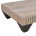 Table basse carrée de 91 cm en bois de manguier, inspirée de Tokyo - Fabriquée à la main avec une élégante finition grise sablée et des pieds effilés