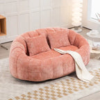 Canapé deux places pouf à dossier haut en chenille, confortable et durable