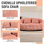 Canapé deux places pouf à dossier haut en chenille, confortable et durable