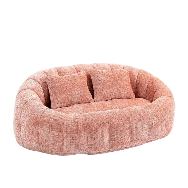 Canapé deux places pouf à dossier haut en chenille, confortable et durable