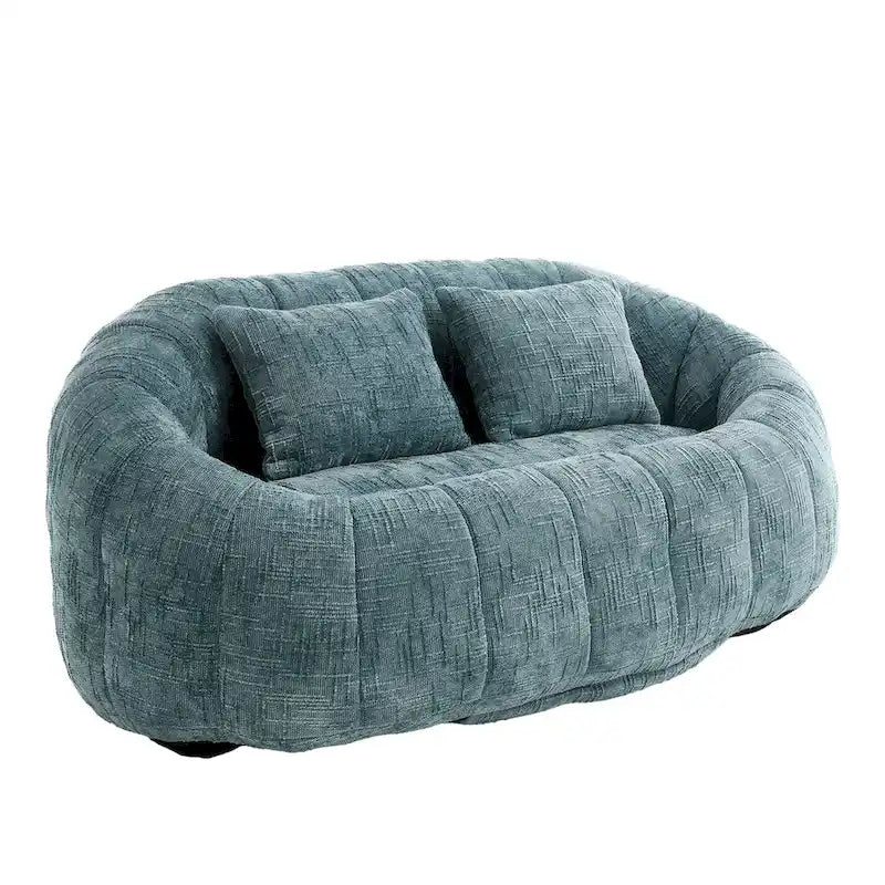 Canapé deux places pouf à dossier haut en chenille, confortable et durable