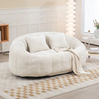 Canapé deux places pouf à dossier haut en chenille, confortable et durable