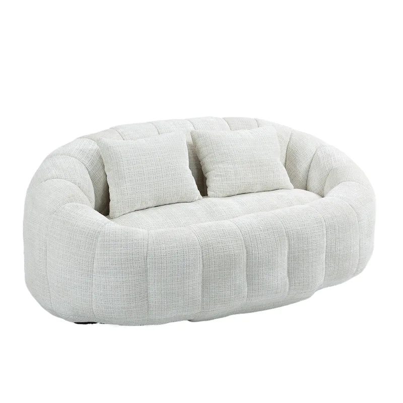 Canapé deux places pouf à dossier haut en chenille, confortable et durable
