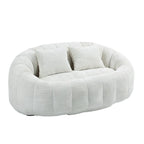 Canapé deux places pouf à dossier haut en chenille, confortable et durable