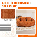 Canapé deux places pouf à dossier haut en chenille, confortable et durable