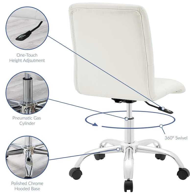 Chaise de bureau Prim sans accoudoirs à dossier mi-hauteur