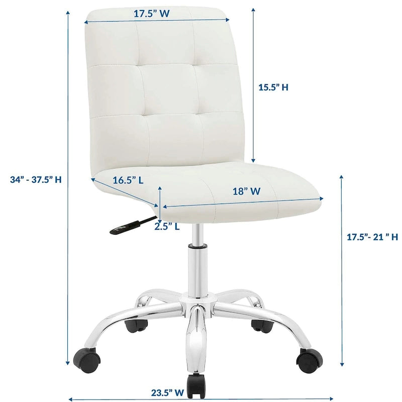 Chaise de bureau Prim sans accoudoirs à dossier mi-hauteur