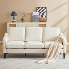 Canapé 3 places, canapé de salon de 72 po, canapé en tissu moderne avec 4 pieds en bois, 2 tiges de support en métal pour chambre à coucher
