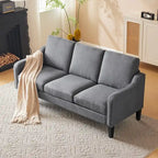 Canapé 3 places, canapé de salon de 72 po, canapé en tissu moderne avec 4 pieds en bois, 2 tiges de support en métal pour chambre à coucher