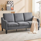 Canapé 3 places, canapé de salon de 72 po, canapé en tissu moderne avec 4 pieds en bois, 2 tiges de support en métal pour chambre à coucher