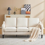 Canapé 3 places, canapé de salon de 72 po, canapé en tissu moderne avec 4 pieds en bois, 2 tiges de support en métal pour chambre à coucher