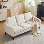 Canapé 3 places, canapé de salon de 72 po, canapé en tissu moderne avec 4 pieds en bois, 2 tiges de support en métal pour chambre à coucher