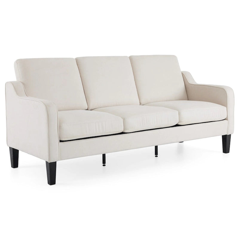 Canapé 3 places, canapé de salon de 72 po, canapé en tissu moderne avec 4 pieds en bois, 2 tiges de support en métal pour chambre à coucher