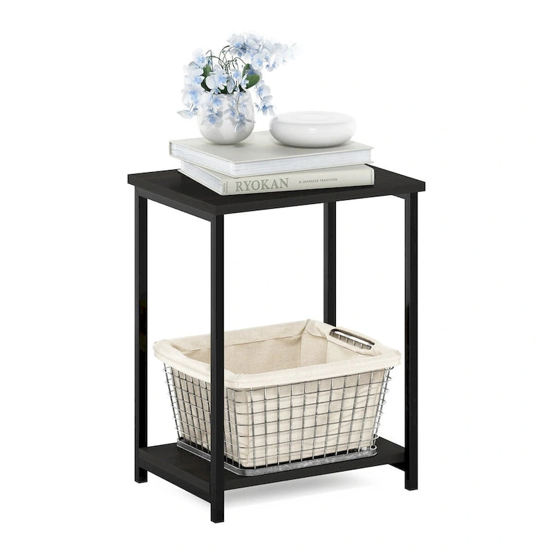 Table d'appoint industrielle simple avec cadre en métal, 1 pièce, expresso