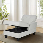 Chaise longue convertible pour intérieur, canapé-lit, fauteuil de salon rembourré pour chambre et salon avec rivets, beige