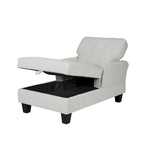 Chaise longue convertible pour intérieur, canapé-lit, fauteuil de salon rembourré pour chambre et salon avec rivets, beige