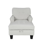 Chaise longue convertible pour intérieur, canapé-lit, fauteuil de salon rembourré pour chambre et salon avec rivets, beige