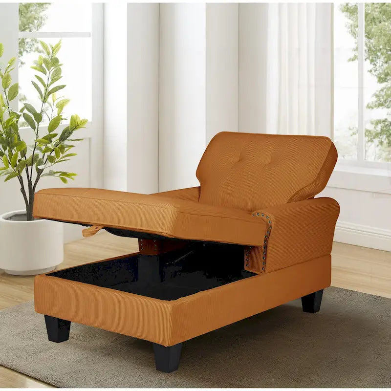 Chaise longue convertible pour intérieur, canapé-lit, fauteuil de salon rembourré pour chambre et salon avec rivets, beige