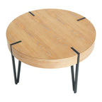 Table basse ronde en bois recyclé - 80x80x46