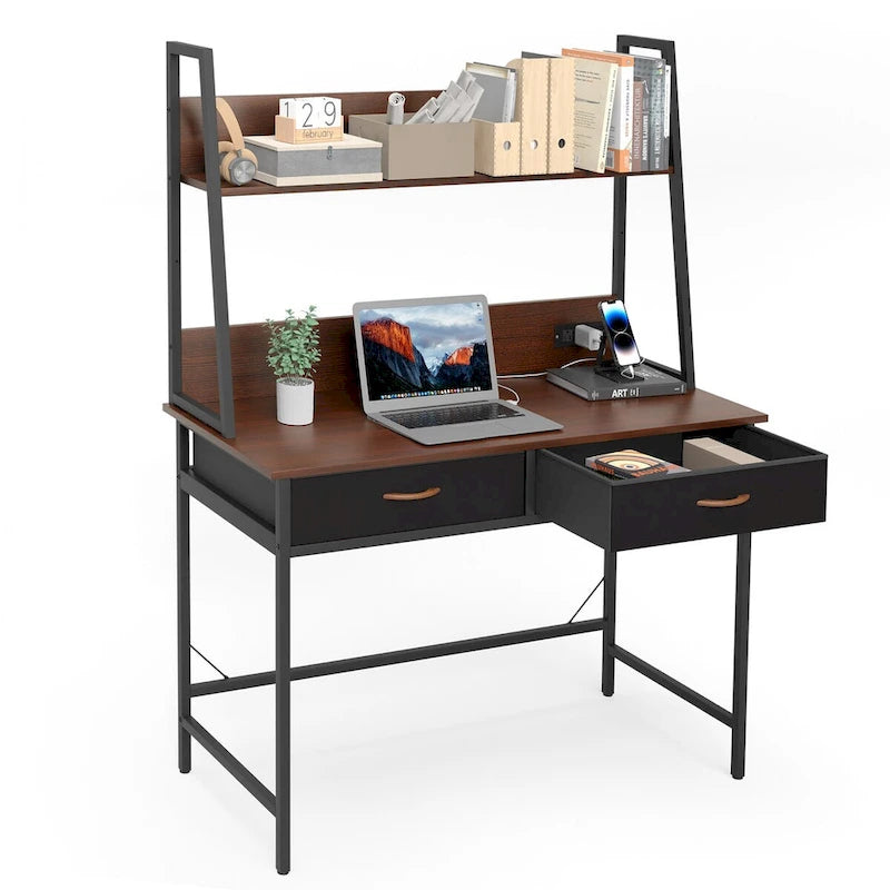 Bureau d'ordinateur, bureau de télétravail avec prise de courant, table d'étude/d'écriture