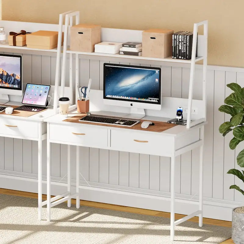 Bureau d'ordinateur, bureau de télétravail avec prise de courant, table d'étude/d'écriture