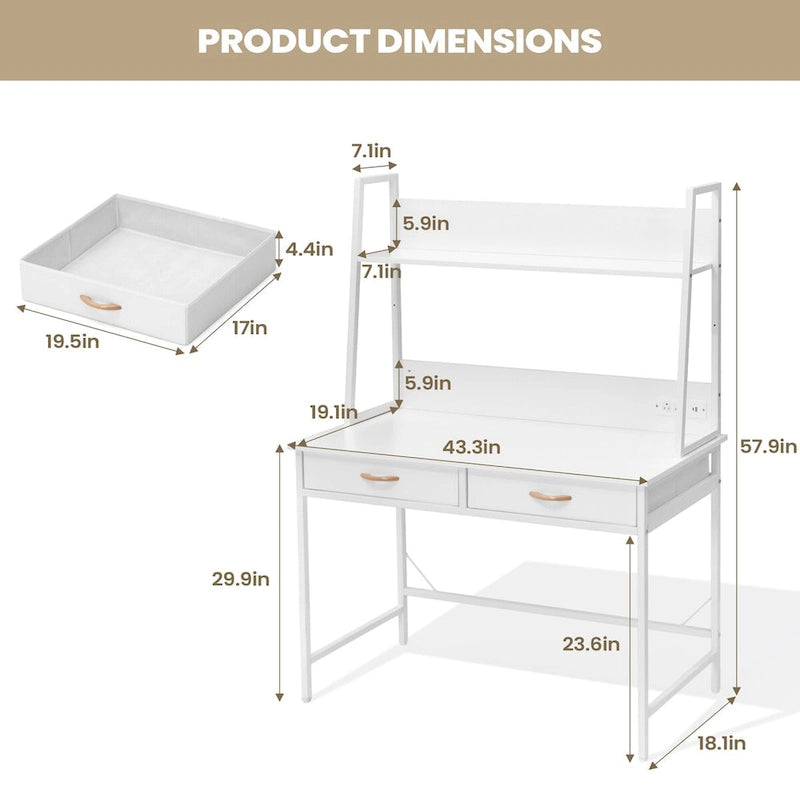 Bureau d'ordinateur, bureau de télétravail avec prise de courant, table d'étude/d'écriture