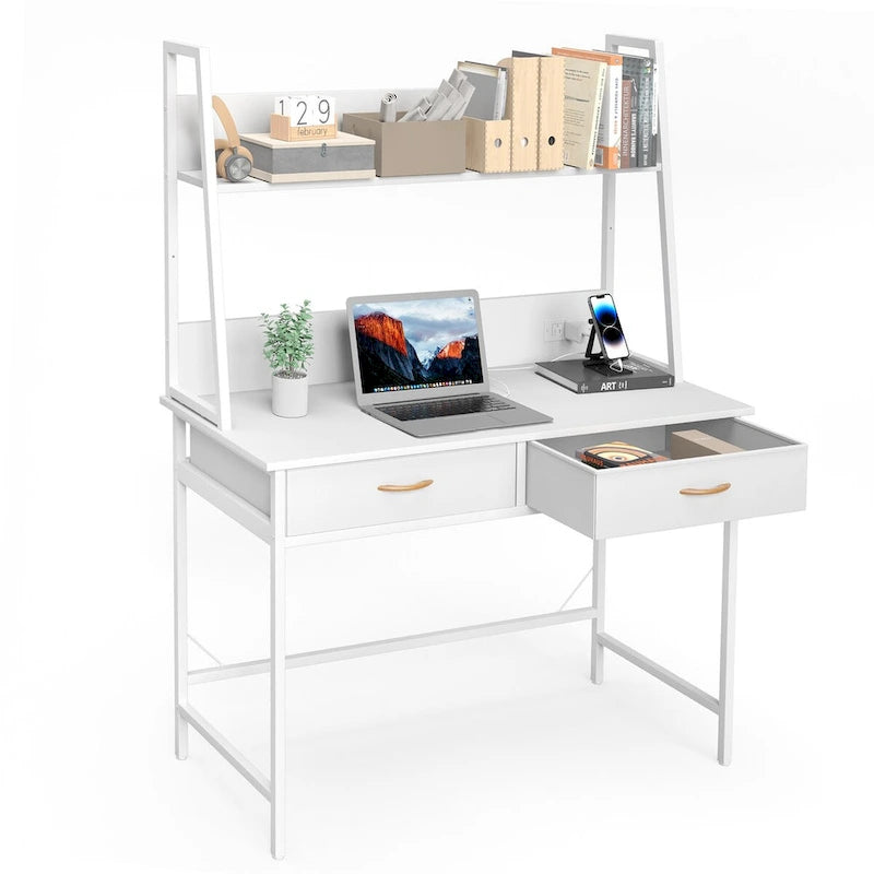 Bureau d'ordinateur, bureau de télétravail avec prise de courant, table d'étude/d'écriture