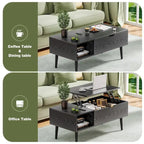 Tables basses de rangement en bois avec plateau relevable et compartiment caché, petite table à manger pour salon ou bureau