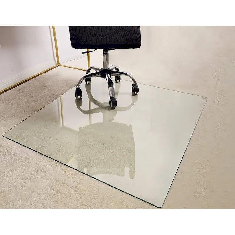 Tapis de chaise de bureau 46 x 36 en verre trempé pour la protection des sols durs