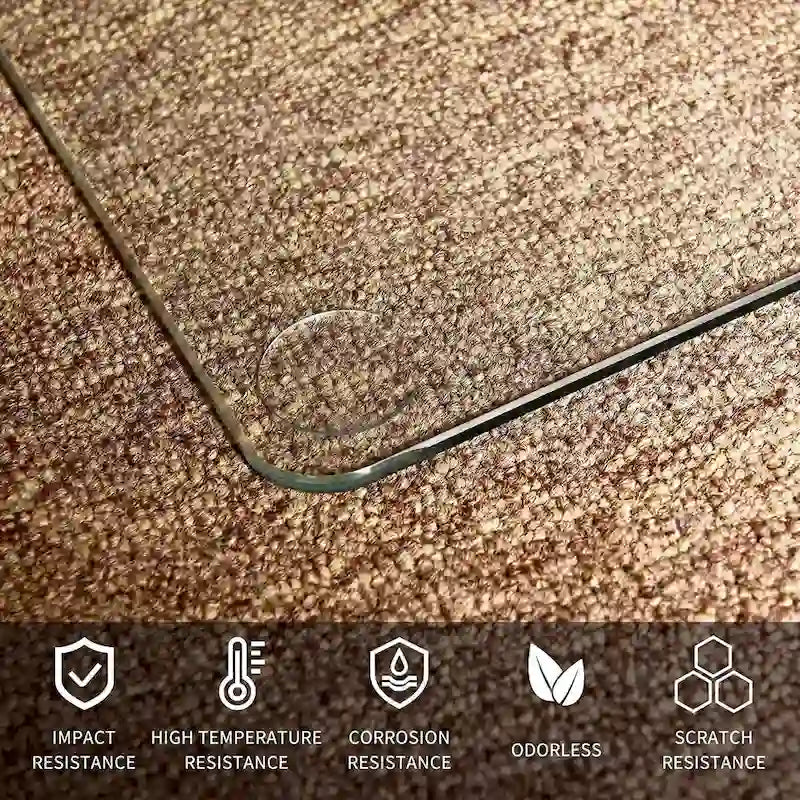 Tapis de chaise de bureau 46 x 36 en verre trempé pour la protection des sols durs