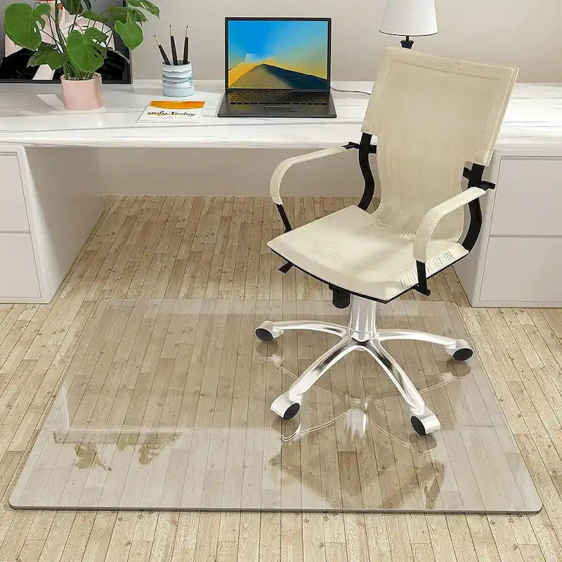 Tapis de chaise de bureau 46 x 36 en verre trempé pour la protection des sols durs
