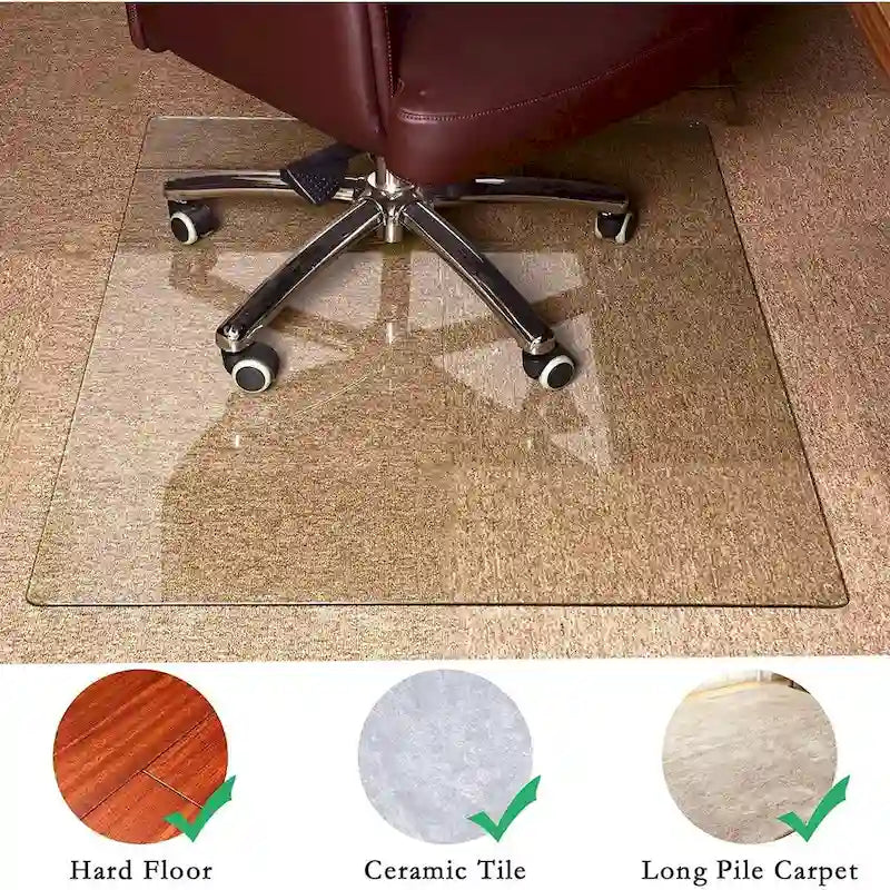Tapis de chaise de bureau 46 x 36 en verre trempé pour la protection des sols durs