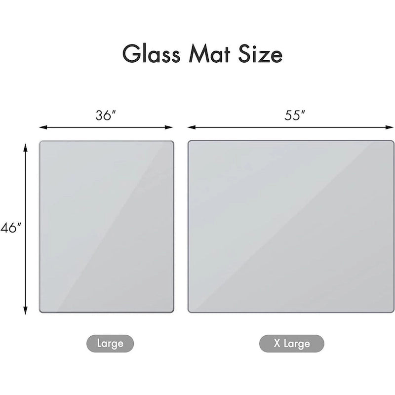 Tapis de chaise de bureau 46 x 36 en verre trempé pour la protection des sols durs