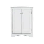 Meuble d'angle de salle de bain à 2 portes en bois avec étagères réglables (32 po)