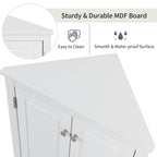 Meuble d'angle de salle de bain à 2 portes en bois avec étagères réglables (32 po)