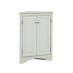 Meuble d'angle de salle de bain à 2 portes en bois avec étagères réglables (32 po)
