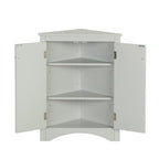 Meuble d'angle de salle de bain à 2 portes en bois avec étagères réglables (32 po)