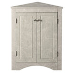 Meuble d'angle de salle de bain à 2 portes en bois avec étagères réglables (32 po)