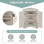 Meuble d'angle de salle de bain à 2 portes en bois avec étagères réglables (32 po)