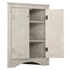 Meuble d'angle de salle de bain à 2 portes en bois avec étagères réglables (32 po)
