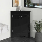 Meuble d'angle de salle de bain à 2 portes en bois avec étagères réglables (32 po)