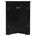 Meuble d'angle de salle de bain à 2 portes en bois avec étagères réglables (32 po)